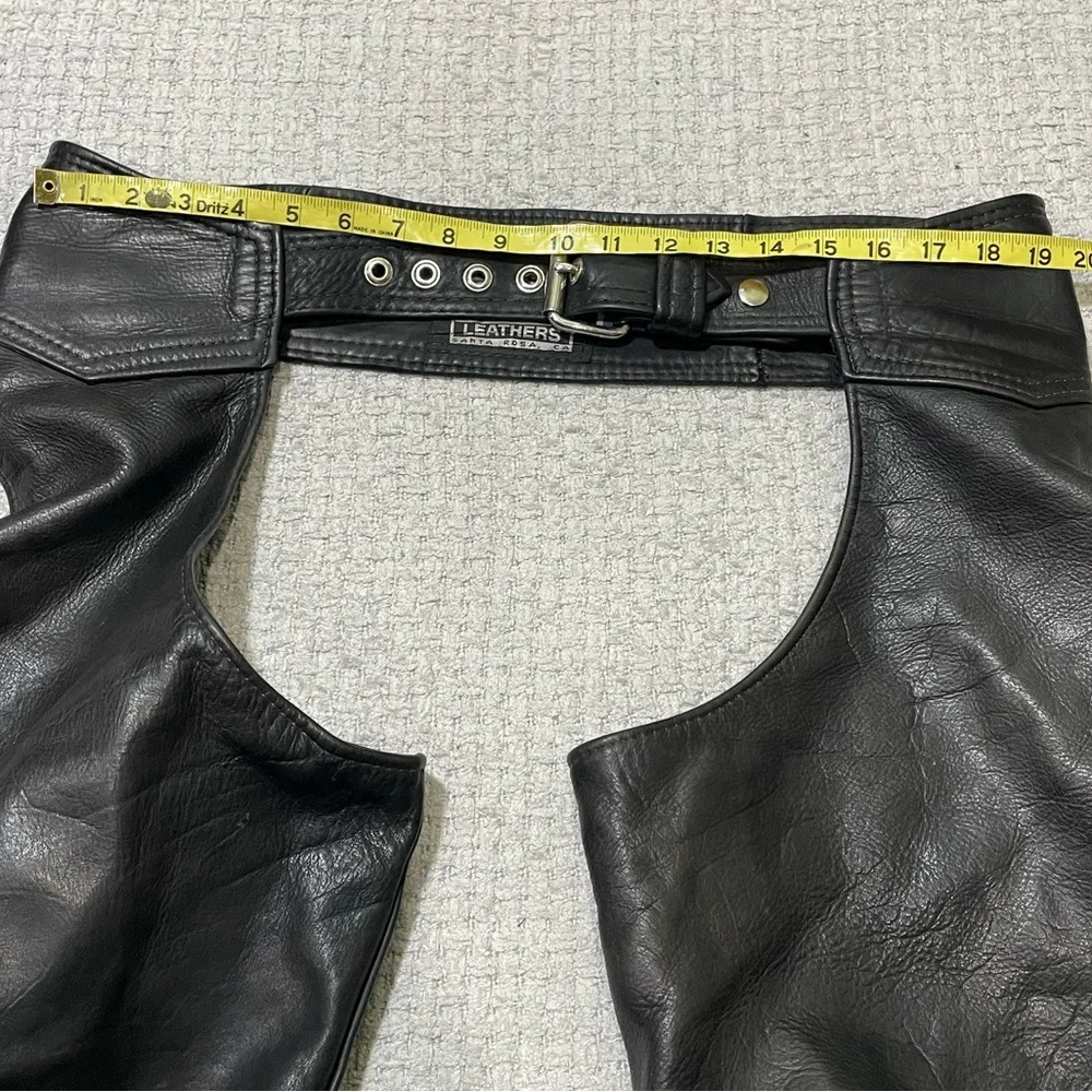 Vintage California Creations Black Leather Chaps Riding Pants Motorcycle Mens L